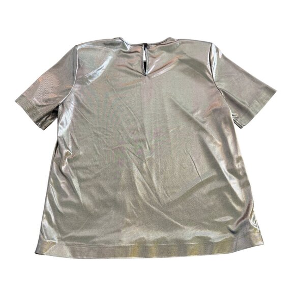 Petites by Fundamental Things Women's SS Metallic Top Made In USA, Size 6 - Picture 2 of 6